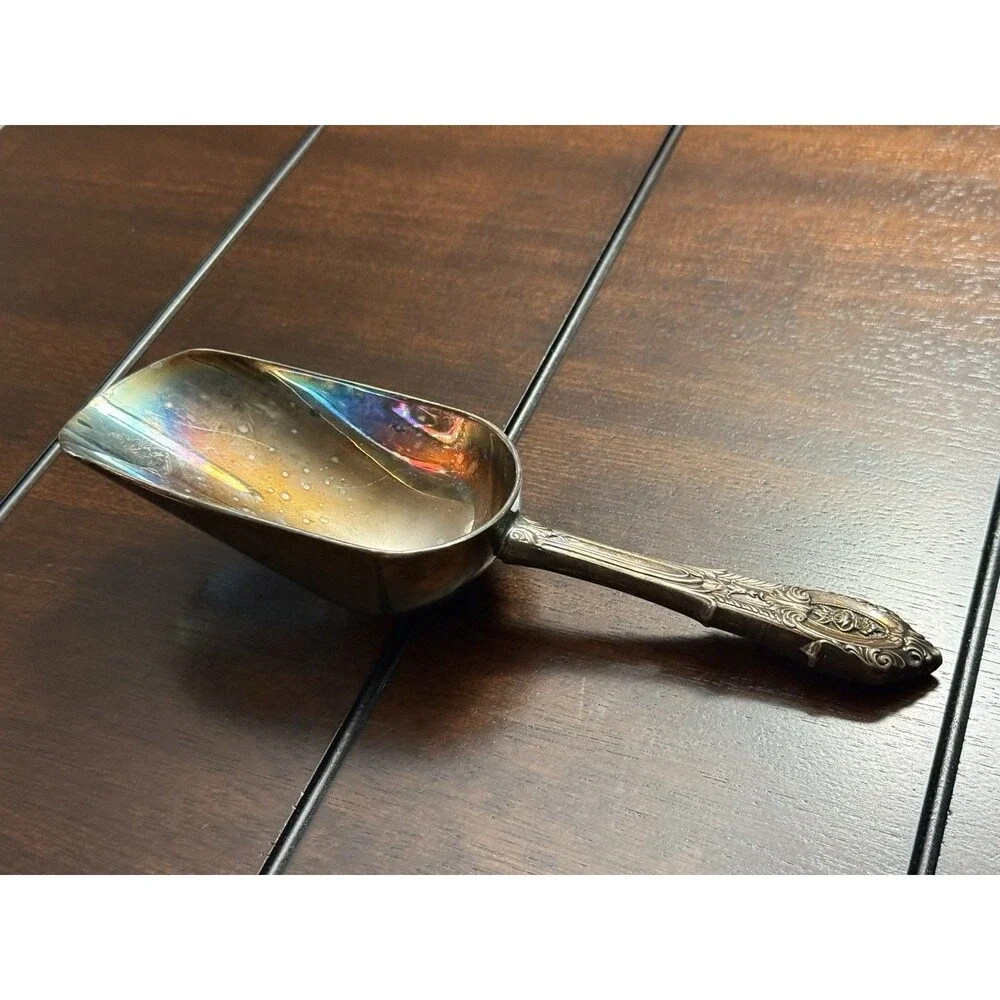 🔥RARE- VTG Wallace Sterling silver handle Ice Scoop - PERFECT PATINA 😱🙀🔥